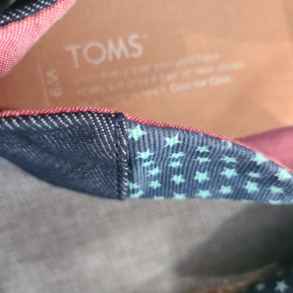 TOMS Alpargata Blue Denim Mint Green Star Print Slip On Shoes Womens‎ 9 - Picture 9 of 15